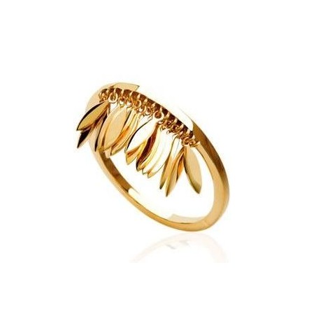 Bague femme avec des breloques plumes en plaqué or - Zana - Lyn&Or Bijoux