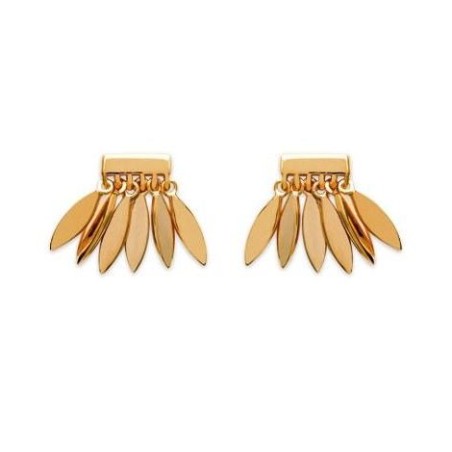 boucles d'oreilles plume en plaqué or pour femme - Zana - Lyn&Or Bijoux