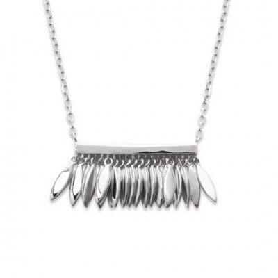 Collier femme en argent rhodié 925, breloques plumes - Lyn&Or Bijoux