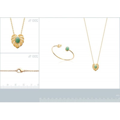 Bracelet jonc en plaqué or et aventurine verte pour femme - Lyn&Or Bijoux