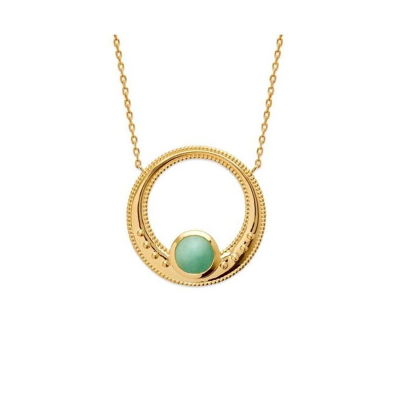 Collier aventurine verte et plaqué or pour femme - Elouna - Lyn&Or Bijoux