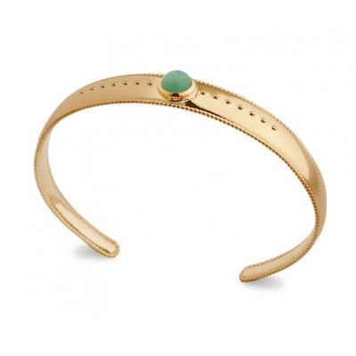 Bracelet jonc aventurine verte et plaqué or pour femme - Elouna - Lyn&Or Bijoux