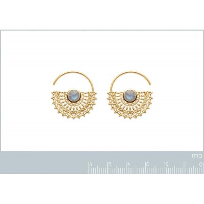 boucles d'oreilles en plaqué or jaune 18 carats et labradorite pour femme - Lyn&Or Bijoux