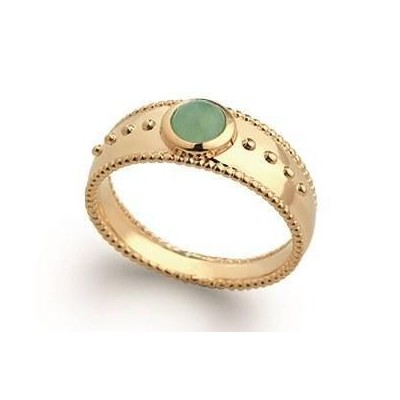 Bague femme en pierre naturelle, aventurine verte / plaqué or - Elouna - Lyn&Or Bijoux