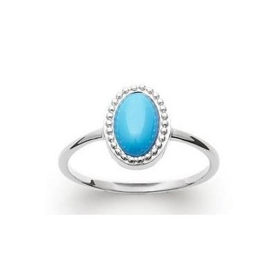 Bague femme en argent rhodié & turquoise synthétique - Bornéo - Lyn&Or Bijoux