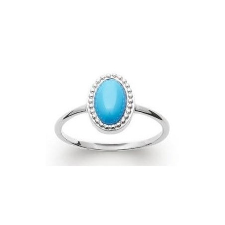 Bague femme en argent rhodié & turquoise synthétique - Bornéo - Lyn&Or Bijoux