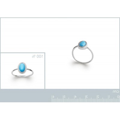 Bague en argent rhodié et turquoise synthétique pour femme - Lyn&Or Bijoux