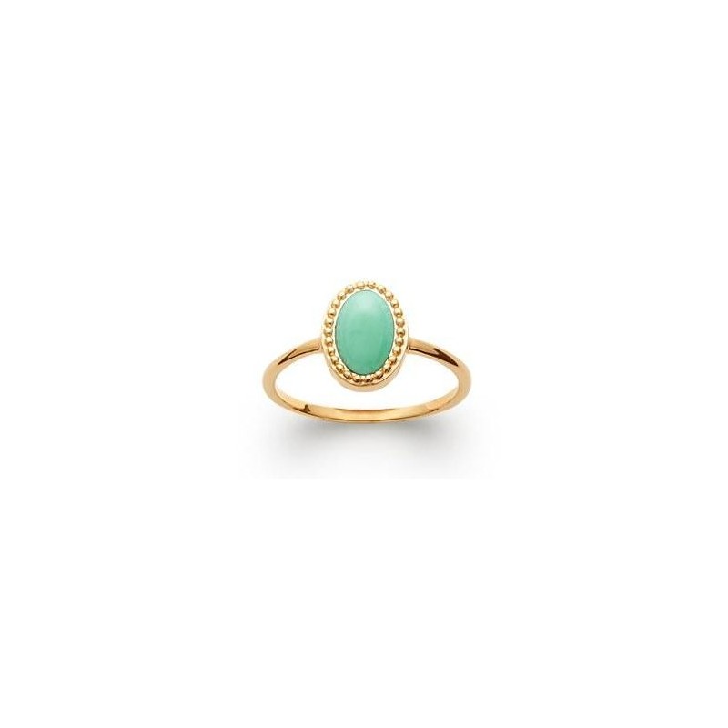 Bague en plaqué or et aventurine verte pour femme - Bornéo - Lyn&Or Bijoux
