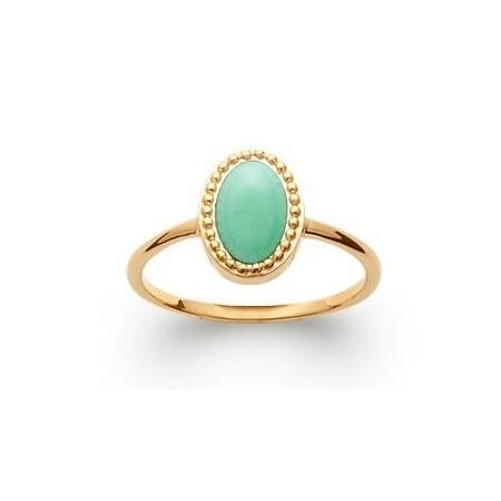 Bague en plaqué or et aventurine verte pour femme - Bornéo - Lyn&Or Bijoux