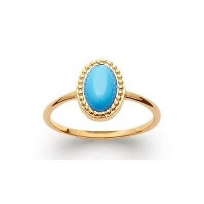 Bague en plaqué or et turquoise synthétique - Bornéo - Lyn&Or Bijoux