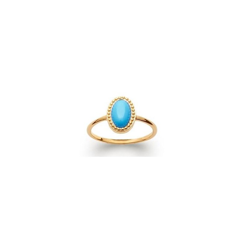 Bague en plaqué or et turquoise synthétique - Bornéo - Lyn&Or Bijoux