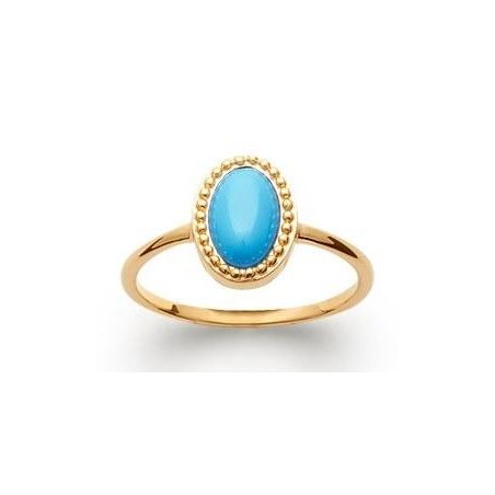 Bague en plaqué or et turquoise synthétique - Bornéo - Lyn&Or Bijoux