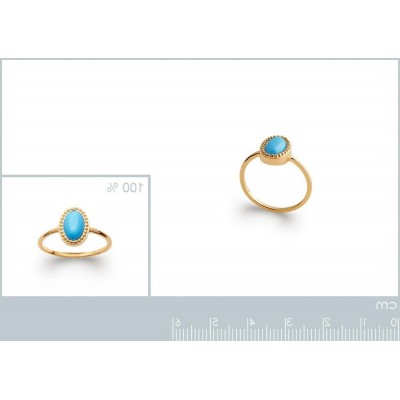 Bague en plaqué or et turquoise synthétique pour femme - Lyn&Or Bijoux