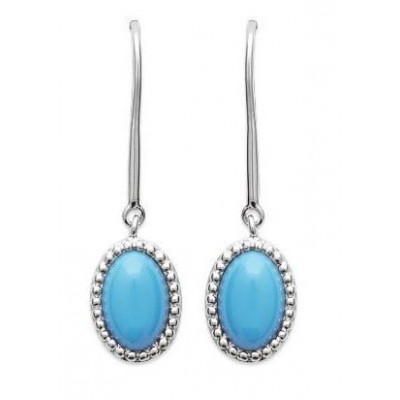 Boucles d'oreille en argent rhodié et turquoise synthétique - Bornéo - Lyn&Or Bijoux