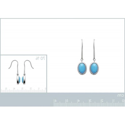boucles d'oreilles en argent rhodié et turquoise synthétique pour femme - Lyn&Or Bijoux