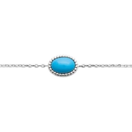 Bracelet en argent rhodié et turquoise synthétique pour femme - Bornéo - Lyn&Or Bijoux