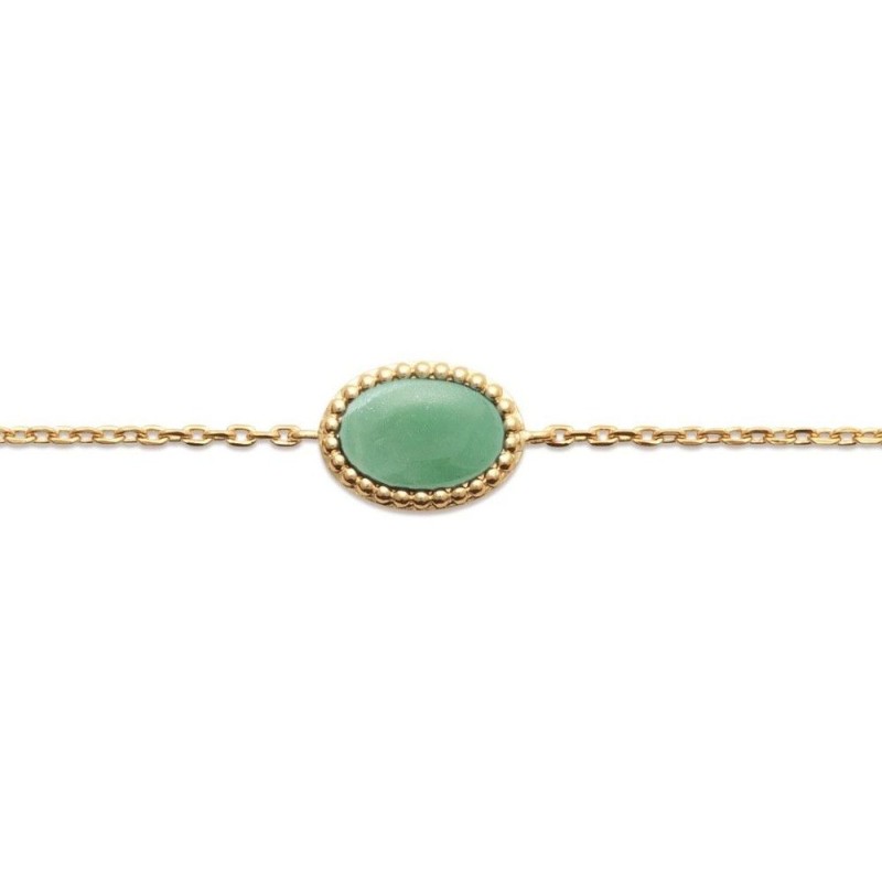 Bracelet en plaqué or et aventurine verte pour femme - Bornéo - Lyn&Or Bijoux