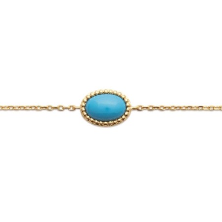Bracelet en plaqué or et turquoise synthétique pour femme - Bornéo - Lyn&Or Bijoux