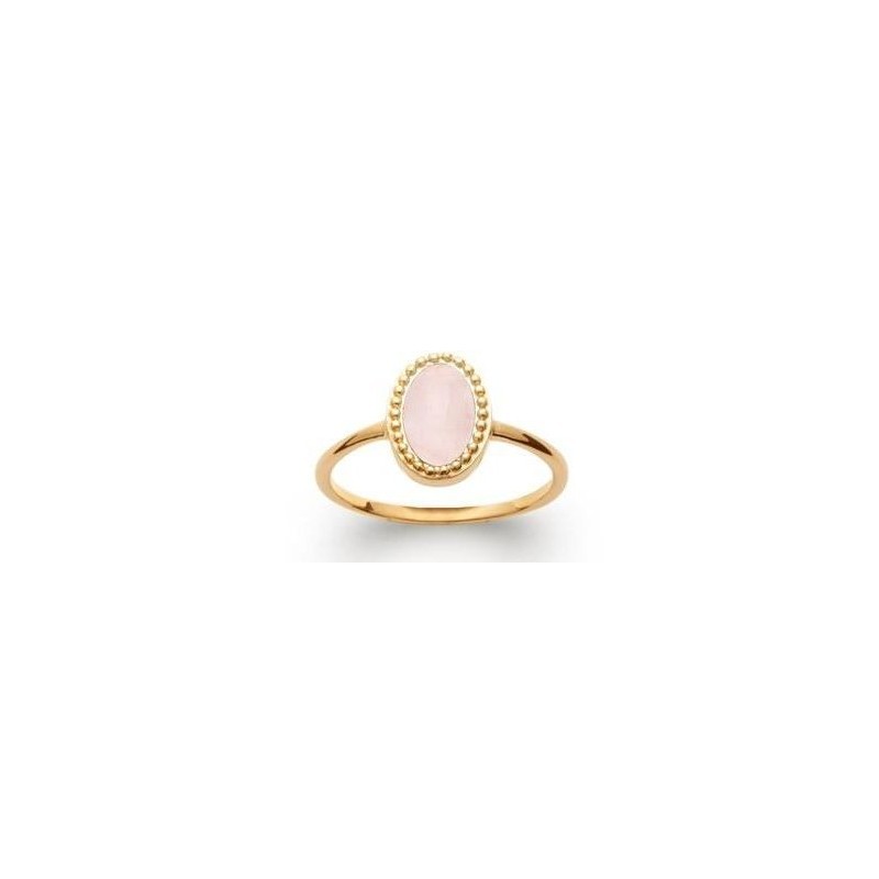 Bague en plaqué or et Quartz Rose pour femme - Bornéo - Lyn&Or Bijoux