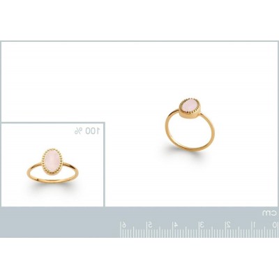 Bague en plaqué or et Quartz Rose pour femme - Lyn&Or Bijoux