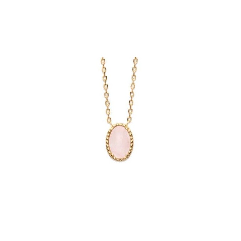 Collier en plaqué or et Quartz Rose pour femme - Bornéo - Lyn&Or Bijoux