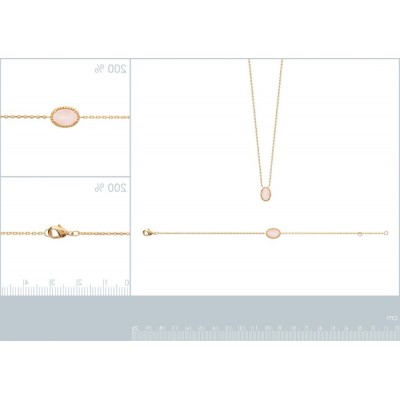 Collier en plaqué or et Quartz Rose pour femme - Lyn&Or Bijoux