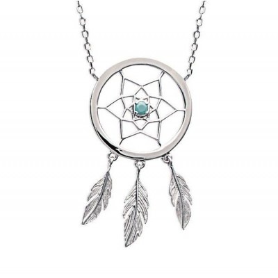 Collier argent et pierre turquoise - Attrape - rêve - Lyn&Or Bijoux