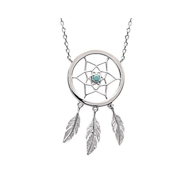 Collier argent et pierre turquoise - Attrape - rêve - Lyn&Or Bijoux