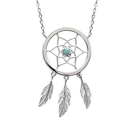 Collier argent et pierre turquoise - Attrape - rêve - Lyn&Or Bijoux