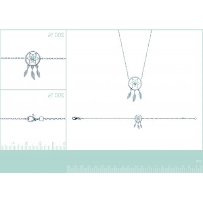 Collier femme argent et pierre turquoise - Attrape - rêve - Lyn&Or Bijoux