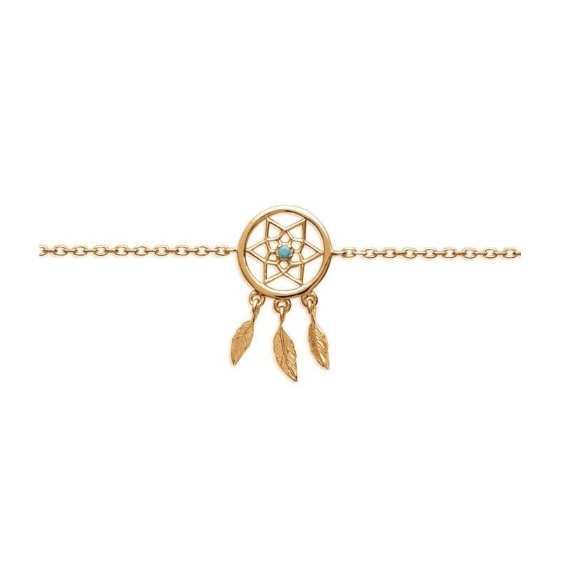 Bracelet plaqué or et pierre turquoise pour femme - Attrape - rêve - Lyn&Or Bijoux