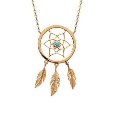 Collier Attrape - rêve femme en plaqué or et pierre turquoise - Lyn&Or Bijoux