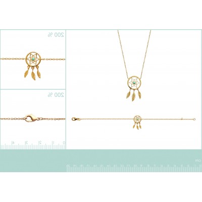 bijoux tendance pour femme - collier attrape - reve en plaqué or et turquoise - Lyn&Or Bijoux