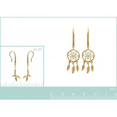 boucles d'oreilles plaqué or et pierre turquoise - Attrape - rêve - Lyn&Or Bijoux