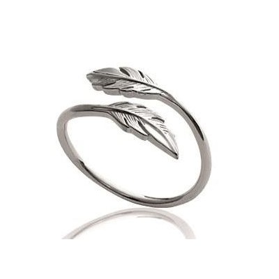 Bague ouverte en argent pour femme - Plume - Lyn&Or Bijoux