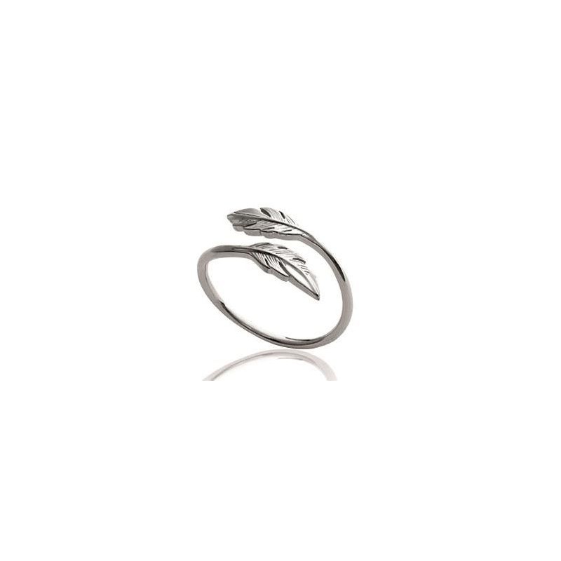 Bague ouverte en argent pour femme - Plume - Lyn&Or Bijoux