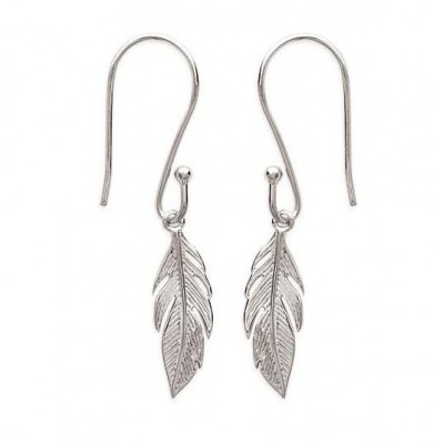 boucles d'oreilles pendantes en argent rhodié pour femme - Plume - Lyn&Or Bijoux