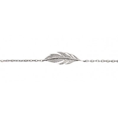 Bracelet gourmette en argent rhodié pour femme - Plume - Lyn&Or Bijoux