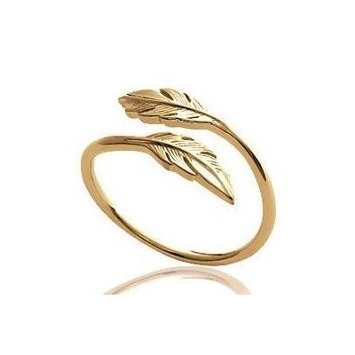Bague ouverte en plaqué or pour femme pour femme - Plume - Lyn&Or Bijoux