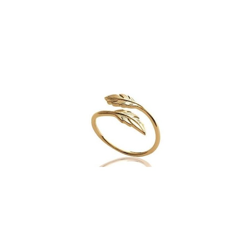 Bague ouverte en plaqué or pour femme pour femme - Plume - Lyn&Or Bijoux