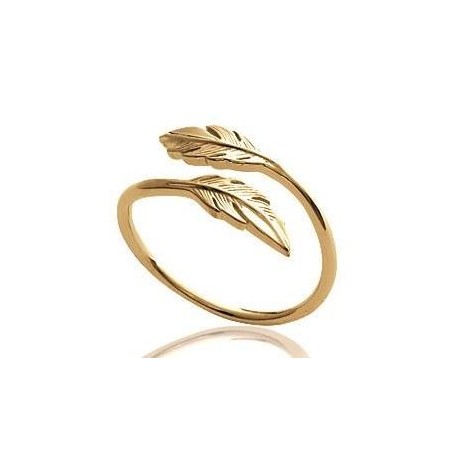 Bague ouverte en plaqué or pour femme pour femme - Plume - Lyn&Or Bijoux