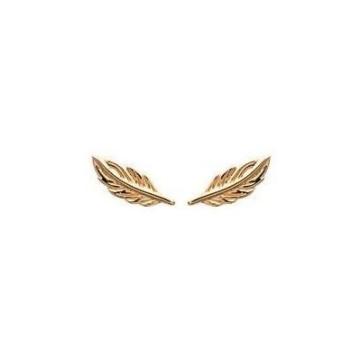 Boucles d'oreille puces en plaqué or pour femme - Plume - Lyn&Or Bijoux