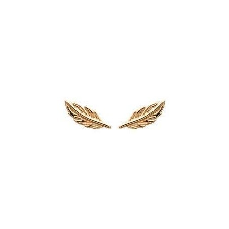 boucles d'oreilles puces en plaqué or pour femme - Plume - Lyn&Or Bijoux