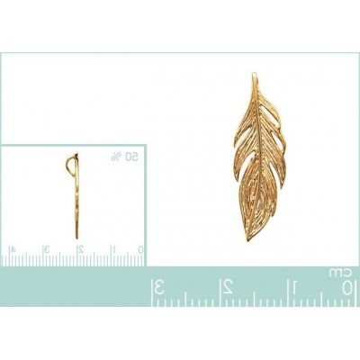 Pendentif femme, Plume en plaqué or, 2,5 cm - Lyn&Or Bijoux