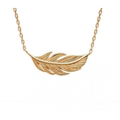 Collier femme en plaqué or, Pendentif Plume - Lyn&Or Bijoux