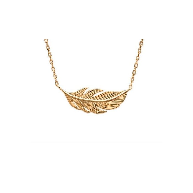 Collier femme en plaqué or, Pendentif Plume - Lyn&Or Bijoux