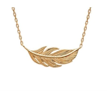 Collier femme en plaqué or, Pendentif Plume - Lyn&Or Bijoux