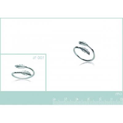 Bague plume en argent rhodié et zircon - Sara - Lyn&Or Bijoux