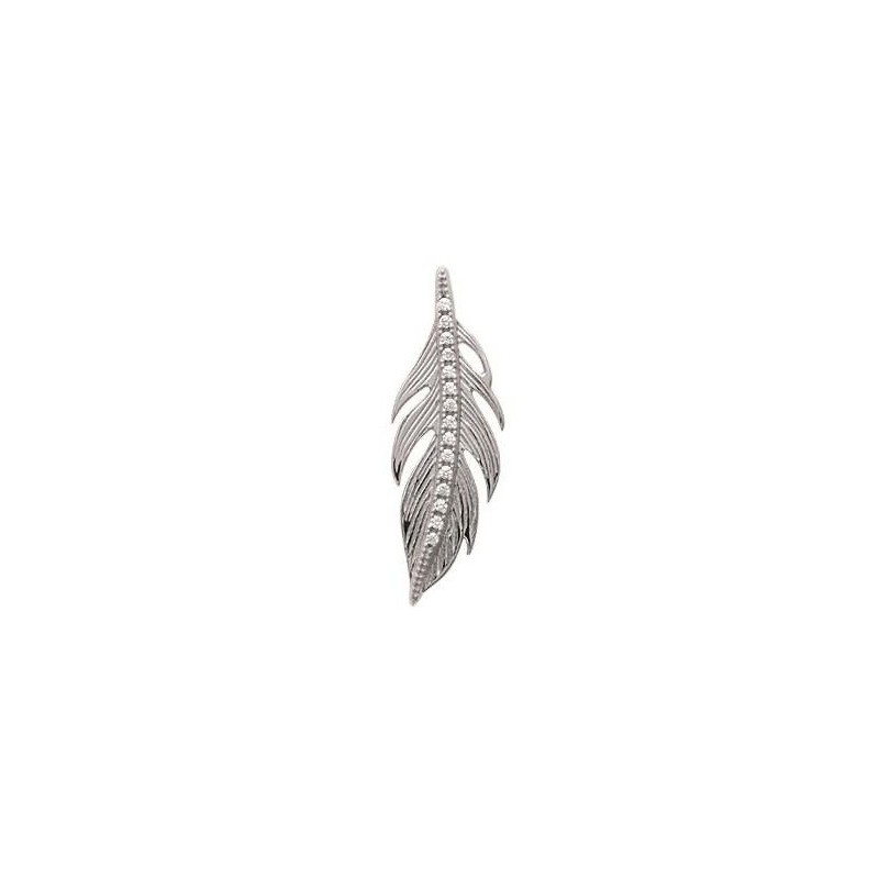 Pendentif plume en argent rhodié et zircon pour femme - Sara - Lyn&Or Bijoux