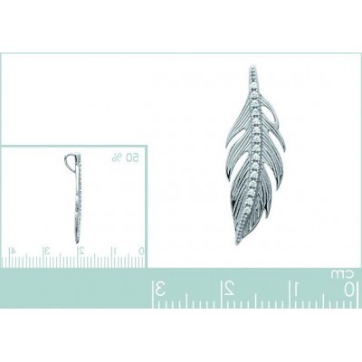Pendentif plume en argent rhodié et zircon - Sara - Lyn&Or Bijoux